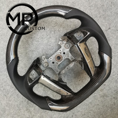 MPCUSTOM Fit For Honda 8th gen Accord/CP1 CP2 CP3/Pilot 2009-2015/Odyssey 2011-2017 carbon fiber steering wheel black perforatara leather white center line