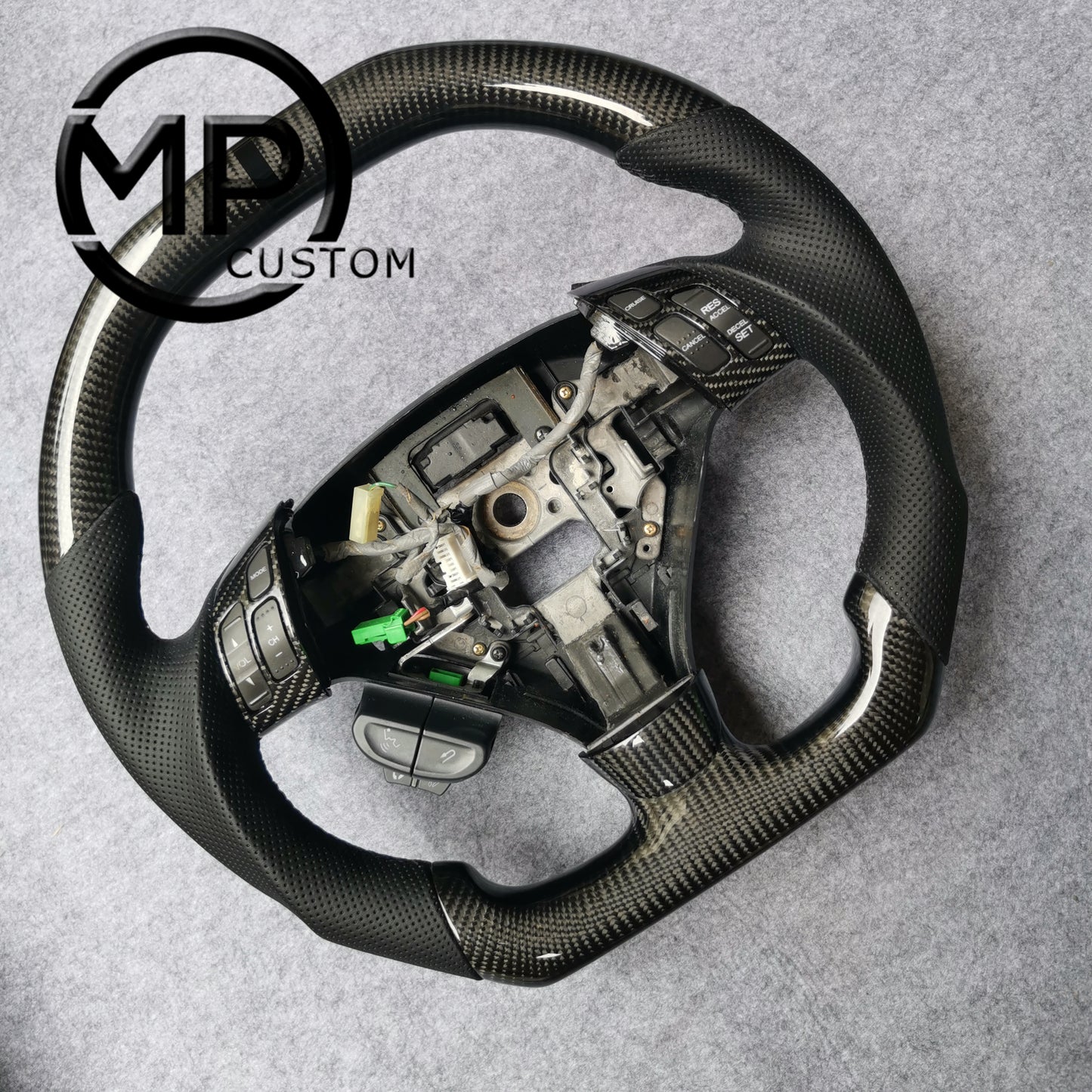 MPCUSTOM Fit For Honda 7th gen&nbsp; Accord Sedan TESTED LX 2003-2007/Inspire/Accord UC1 UC3 CM5 CM6 carbon fiber steering wheel black perforated leather black center line