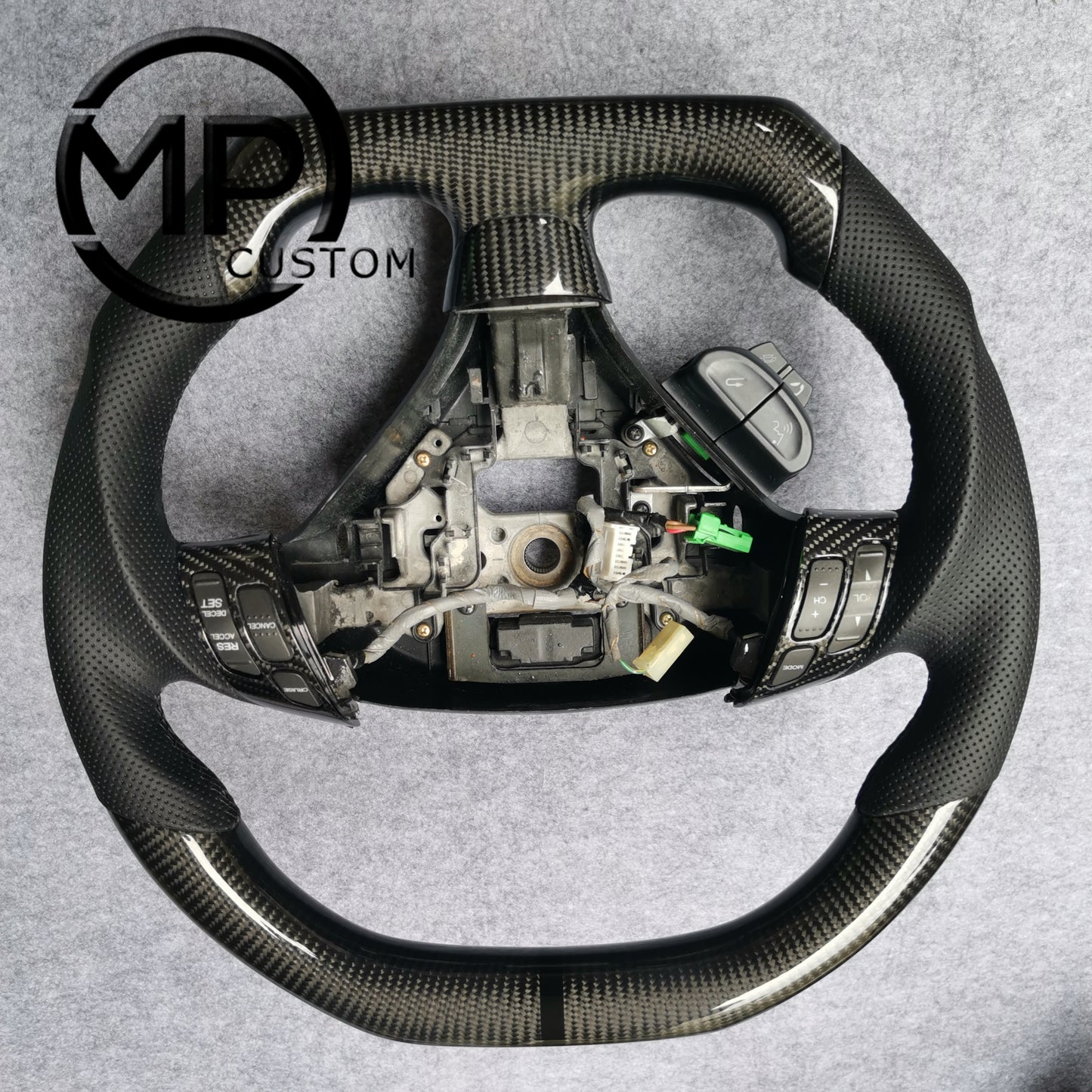 MPCUSTOM Fit For Honda 7th gen&nbsp; Accord Sedan TESTED LX 2003-2007/Inspire/Accord UC1 UC3 CM5 CM6 carbon fiber steering wheel black perforated leather black center line