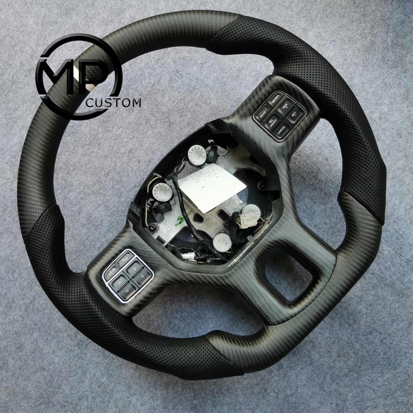 MPCUSTOM Fit For DODGE RAM 1500 2013-2019 carbon fiber steering wheel black perforated leather white center line