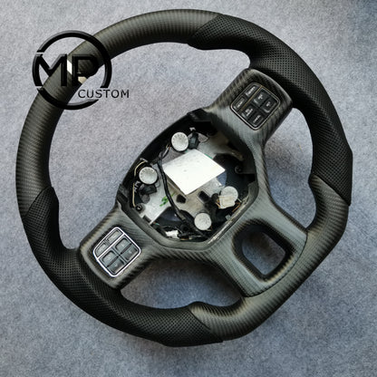 MPCUSTOM Fit For DODGE RAM 1500 2013-2019 carbon fiber steering wheel black perforated leather white center line