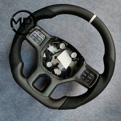 MPCUSTOM Fit For DODGE RAM 1500 2013-2019 carbon fiber steering wheel black perforated leather white center line