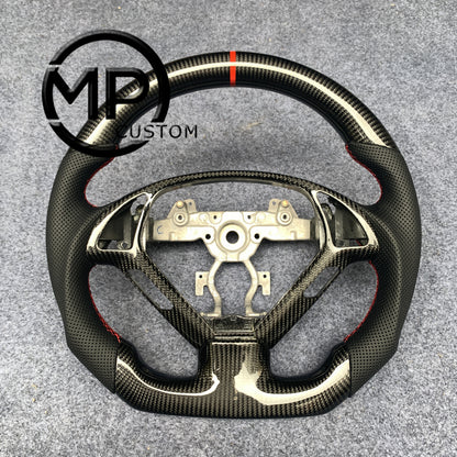MPCUSTOM Fit For Infiniti EX35 EX37 2008-2017/G25 G35 G37 G37X 2007-2015/Q40 Q60 2014-2015/QX50 2014-2018 carbon fiber steering wheel black perforatara leather red line