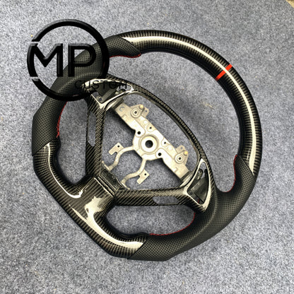 MPCUSTOM Fit For Infiniti EX35 EX37 2008-2017/G25 G35 G37 G37X 2007-2015/Q40 Q60 2014-2015/QX50 2014-2018 carbon fiber steering wheel black perforatara leather red line