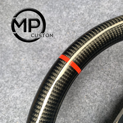 MPCUSTOM Fit For Infiniti EX35 EX37 2008-2017/G25 G35 G37 G37X 2007-2015/Q40 Q60 2014-2015/QX50 2014-2018 carbon fiber steering wheel black perforatara leather red line