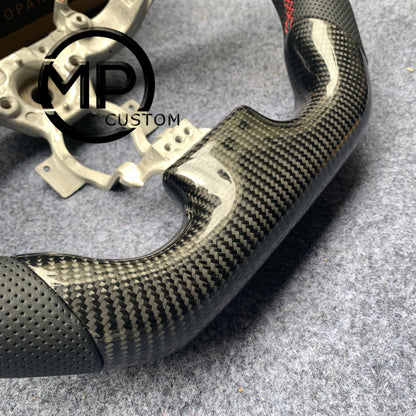 MPCUSTOM Fit For Infiniti EX35 EX37 2008-2017/G25 G35 G37 G37X 2007-2015/Q40 Q60 2014-2015/QX50 2014-2018 carbon fiber steering wheel black perforatara leather red line
