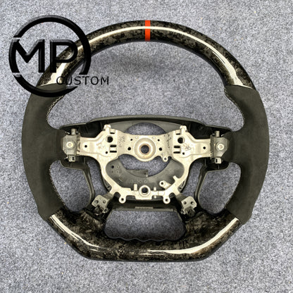 MPCUSTOM Fit For 2012-14CamryHighlanderACV50 carbon fiber steering wheel black perforated leather red center line