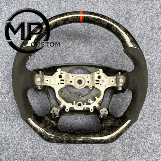 MPCUSTOM Fit For 2012-14CamryHighlanderACV50 carbon fiber steering wheel black perforated leather red center line