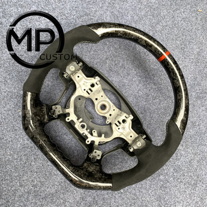 MPCUSTOM Fit For 2012-14CamryHighlanderACV50 carbon fiber steering wheel black perforated leather red center line