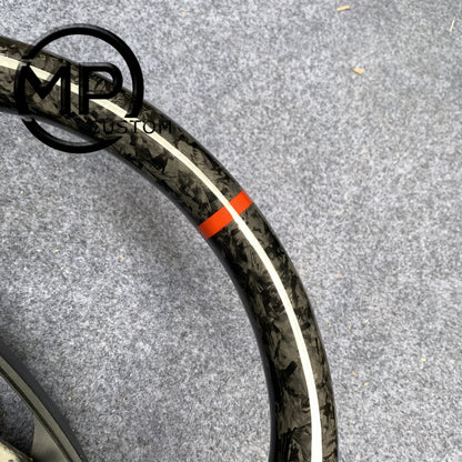 MPCUSTOM Fit For 2012-14CamryHighlanderACV50 carbon fiber steering wheel black perforated leather red center line