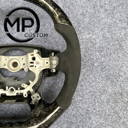 MPCUSTOM Fit For 2012-14CamryHighlanderACV50 carbon fiber steering wheel black perforated leather red center line