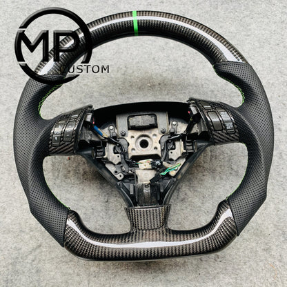 MPCUSTOM Fit For Honda 7th gen&nbsp; Accord Sedan TESTED LX 2003-2007/Inspire/Accord UC1 UC3 CM5 CM6 carbon fiber steering wheel black perforated leather green center line