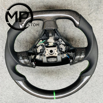 MPCUSTOM Fit For Honda 7th gen&nbsp; Accord Sedan TESTED LX 2003-2007/Inspire/Accord UC1 UC3 CM5 CM6 carbon fiber steering wheel black perforated leather green center line