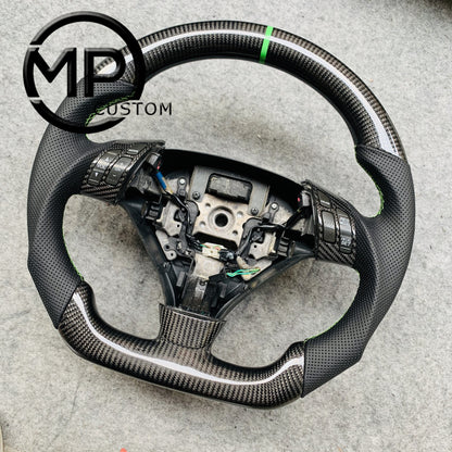 MPCUSTOM Fit For Honda 7th gen&nbsp; Accord Sedan TESTED LX 2003-2007/Inspire/Accord UC1 UC3 CM5 CM6 carbon fiber steering wheel black perforated leather green center line