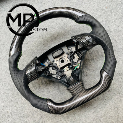 MPCUSTOM Fit For Honda 7th gen&nbsp; Accord Sedan TESTED LX 2003-2007/Inspire/Accord UC1 UC3 CM5 CM6 carbon fiber steering wheel black perforated leather green center line
