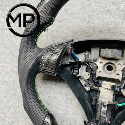 MPCUSTOM Fit For Honda 7th gen&nbsp; Accord Sedan TESTED LX 2003-2007/Inspire/Accord UC1 UC3 CM5 CM6 carbon fiber steering wheel black perforated leather green center line