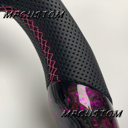 Mpcustom for Nissan GTR R35 2009-2016 carbon fiber steering wheel gloss and red stripe line