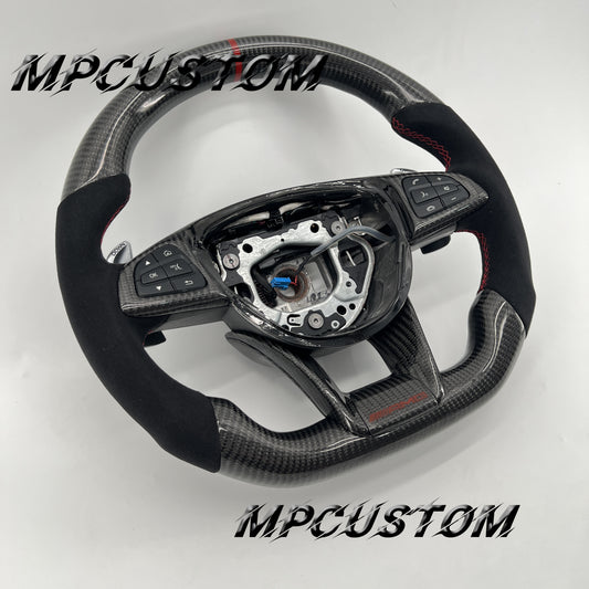 Mpcustom for Mercedes Benz 808AMG /W205 AMG carbon fiber steering wheel round top and Alcantara