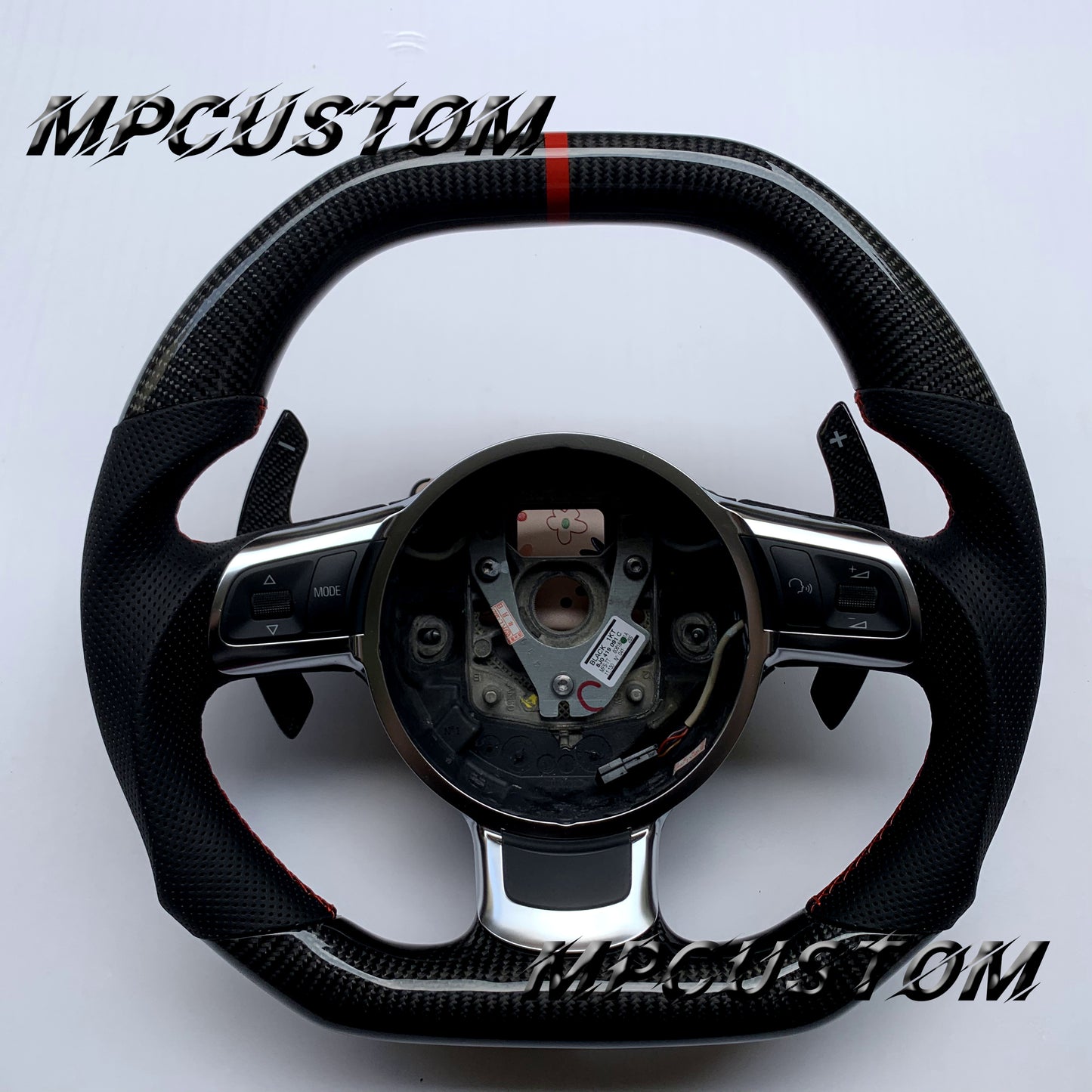 Mpcustom for Audi R8 2008-2015 carbon fiber steering wheel red stripe line