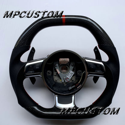 Mpcustom for Audi R8 2008-2015 carbon fiber steering wheel red stripe line