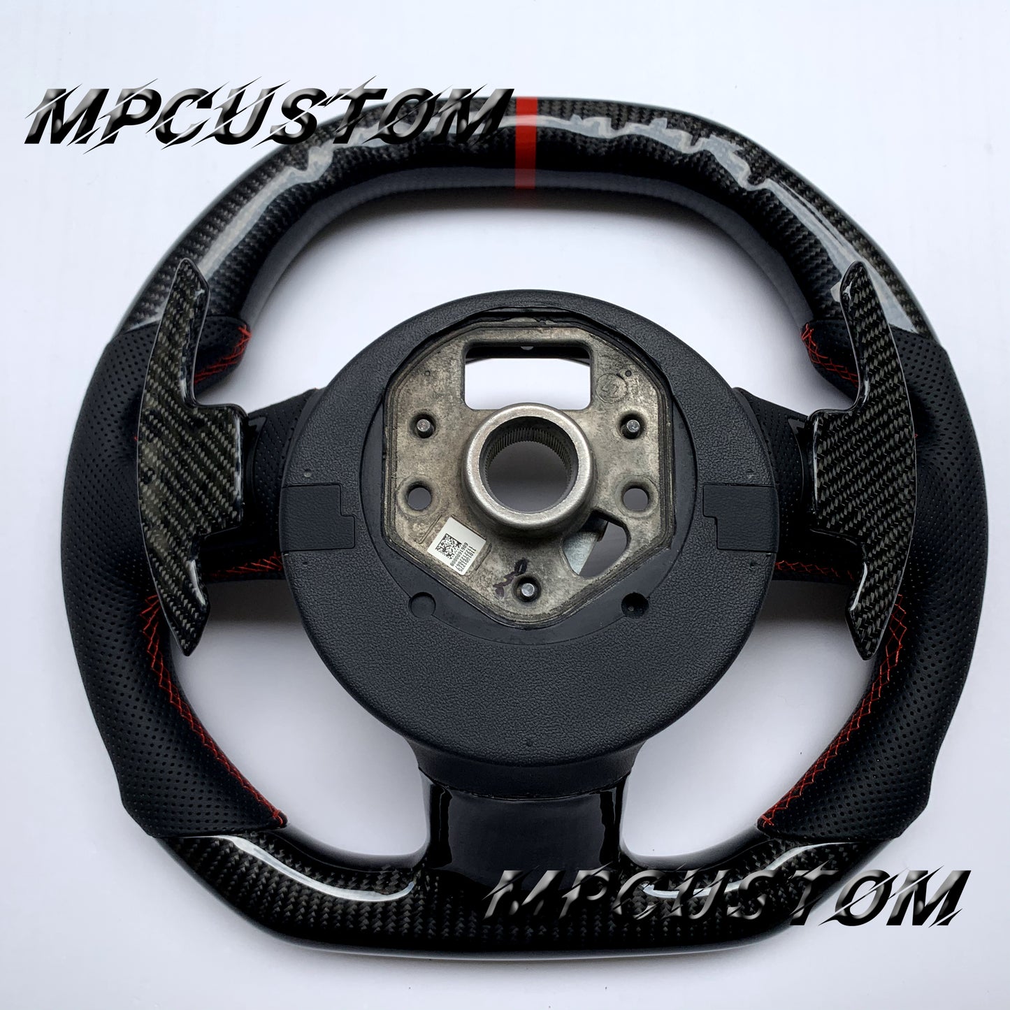 Mpcustom for Audi R8 2008-2015 carbon fiber steering wheel red stripe line
