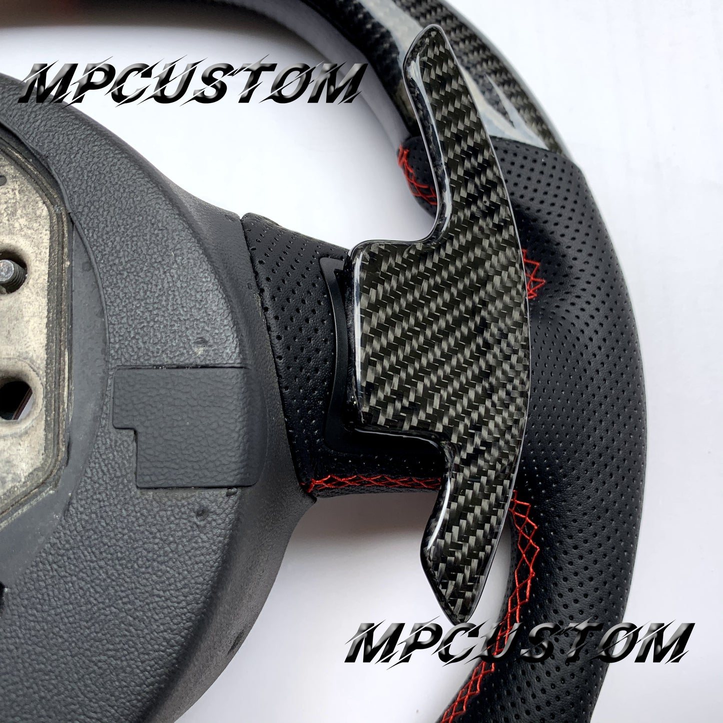 Mpcustom for Audi R8 2008-2015 carbon fiber steering wheel red stripe line