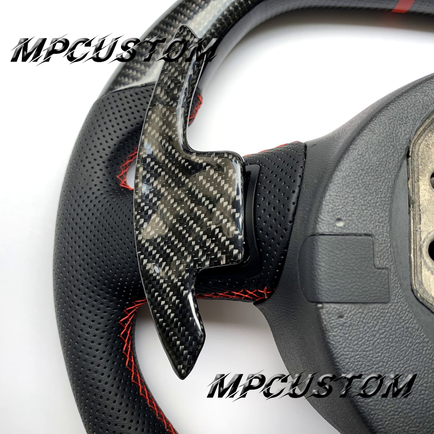 Mpcustom for Audi R8 2008-2015 carbon fiber steering wheel red stripe line