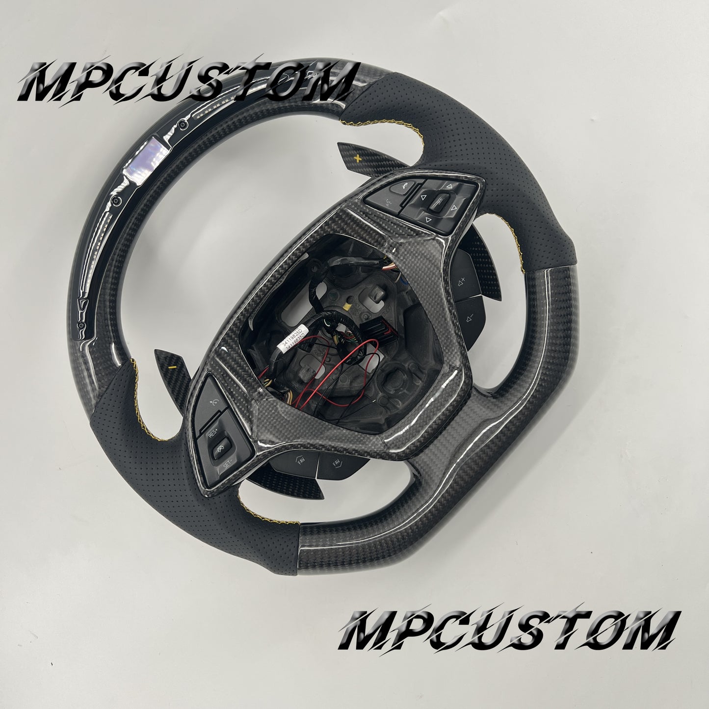 Mpcustom for Chevrolet Camaro 2016+ carbon fiber steering wheel perforated leather