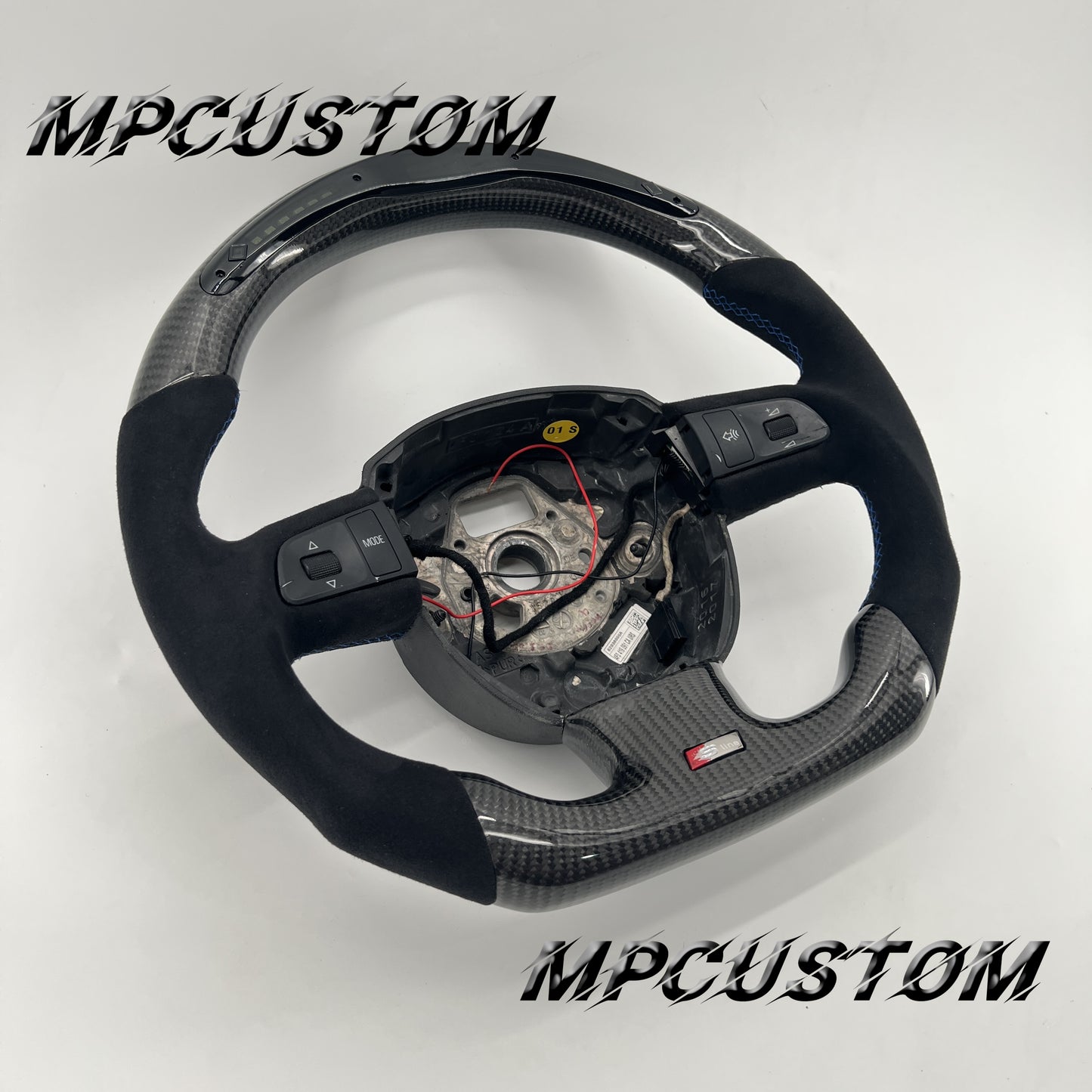 Mpcustom for Audi B7 A3 carbon fiber steering wheel blue stitching