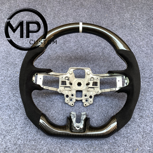 MPCUSTOM Fit For Ford mustang GT 2015-2017 carbon fiber steering wheel black Alcantara red center line