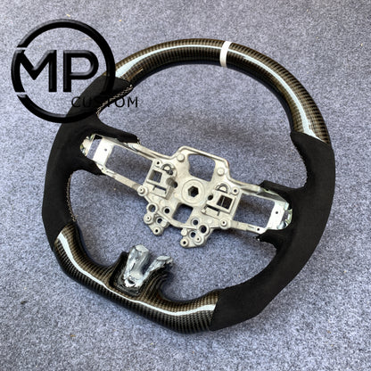 MPCUSTOM Fit For Ford mustang GT 2015-2017 carbon fiber steering wheel black Alcantara red center line