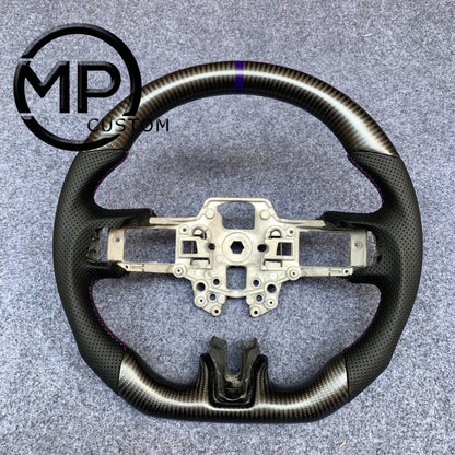 MPCUSTOM Fit For Ford mustang GT 2015-2017 carbon fiber steering wheel black perforated leather purple center line