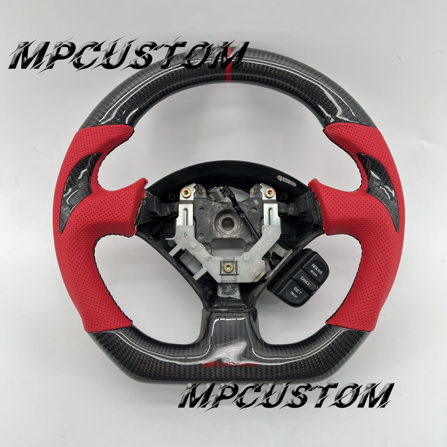 Mpcustom for Toyota Supra MK4 carbon fiber steering wheel gloss and red stripe line