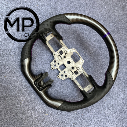 MPCUSTOM Fit For Ford mustang GT 2015-2017 carbon fiber steering wheel black perforated leather purple center line