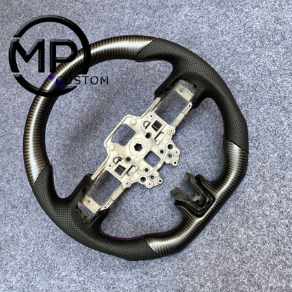 MPCUSTOM Fit For Ford mustang GT 2015-2017 carbon fiber steering wheel black perforated leather purple center line