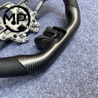 MPCUSTOM Fit For Ford mustang GT 2015-2017 carbon fiber steering wheel black perforated leather purple center line