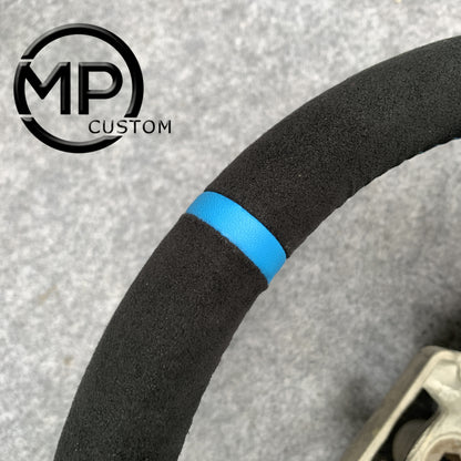 MPCUSTOM Fit For Ford mustang GT 2015-2017 carbon fiber steering wheel black Alcantara blue center line