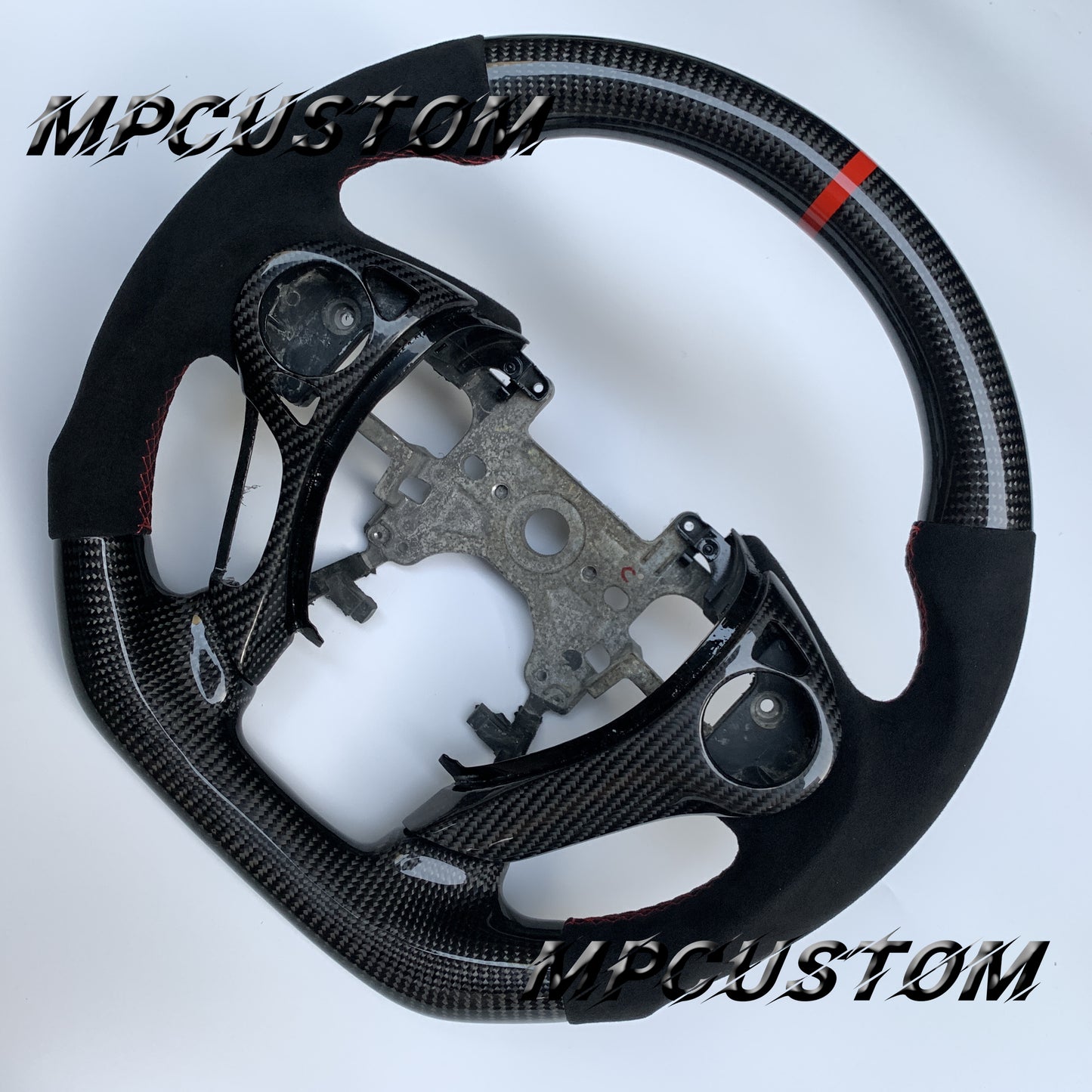 Mpcustom for Honda 9th gen Accord 2013-2017 carbon fiber steering wheel red stitching and red stripe line