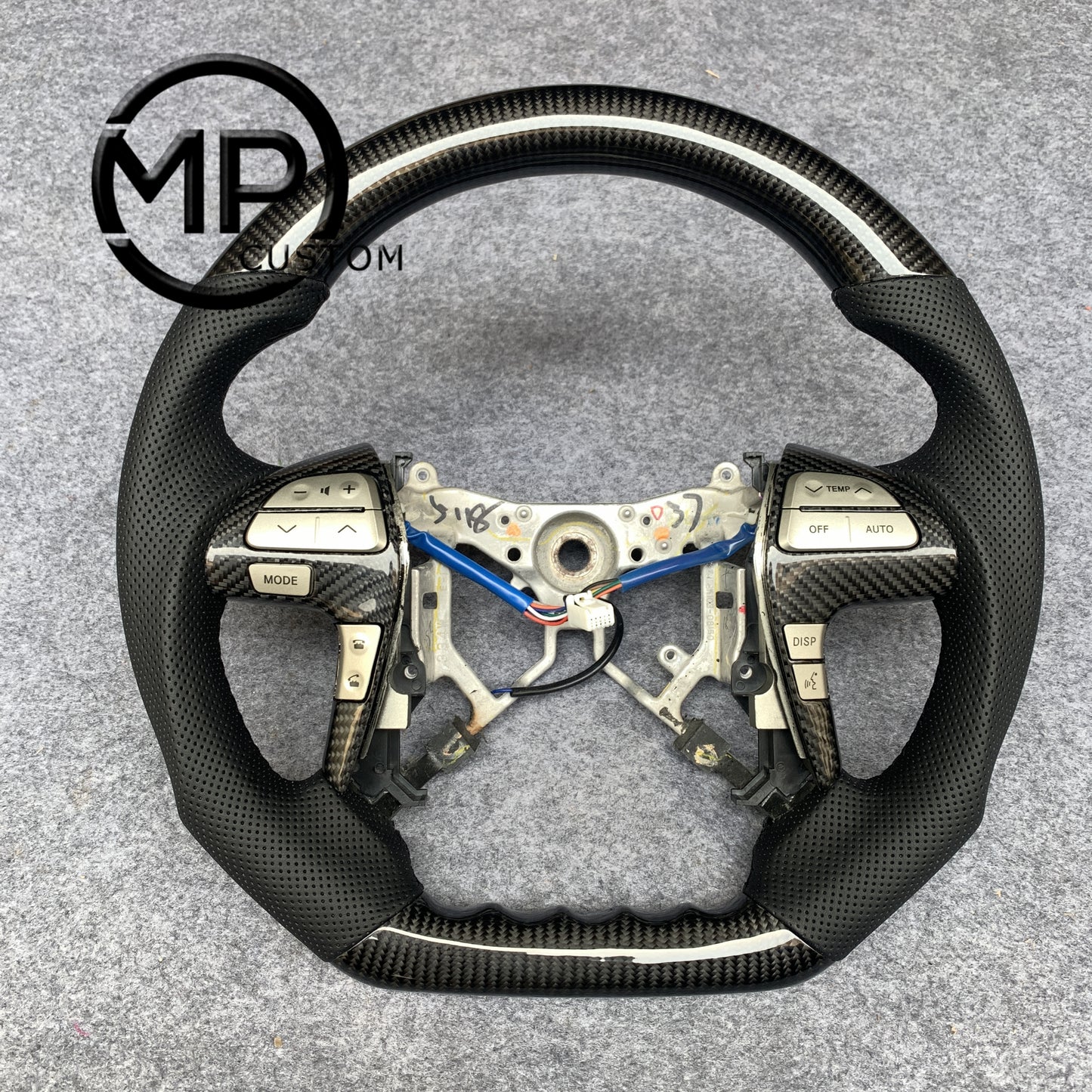 MPCUSTOM Fit For Toyota Camry Highlander ACV40 2007-11 carbon fiber steering wheel black perforated leather