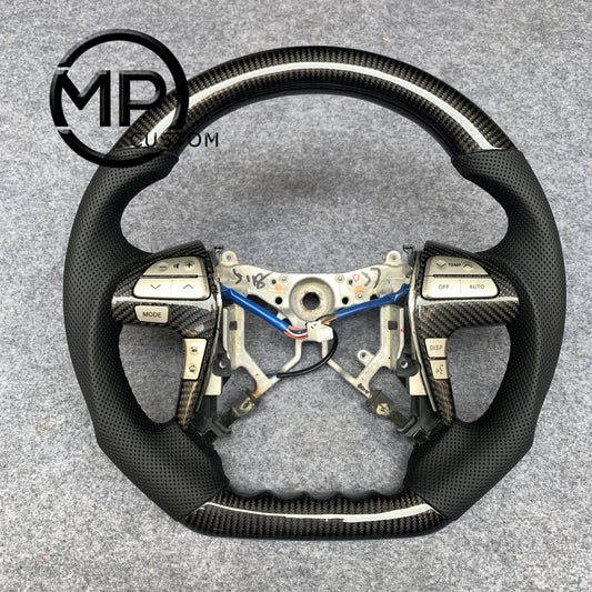 MPCUSTOM Fit For Toyota Camry Highlander ACV40 2007-11 carbon fiber steering wheel black perforated leather