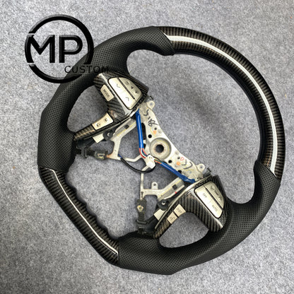 MPCUSTOM Fit For Toyota Camry Highlander ACV40 2007-11 carbon fiber steering wheel black perforated leather