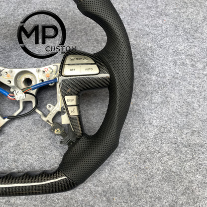 MPCUSTOM Fit For Toyota Camry Highlander ACV40 2007-11 carbon fiber steering wheel black perforated leather