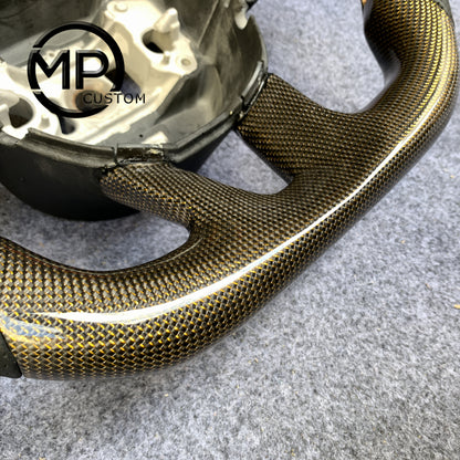 MPCUSTOM Fit For Dodge (SRT) Challenger/Charger 2015-2021/ Durango 2018-2021 golden wire carbon fiber steering wheel black perforatara leather thumb grips