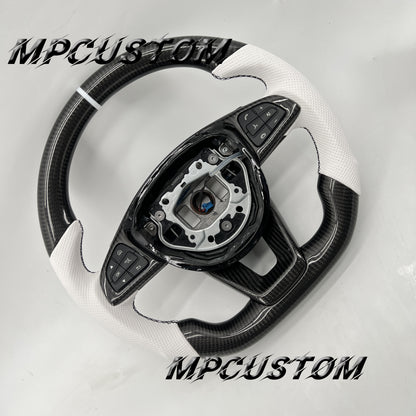 Mpcustom for Mercedes Benz 808AMG /W205 AMG carbon fiber steering wheel white stripe line