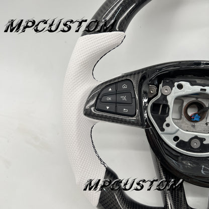 Mpcustom for Mercedes Benz 808AMG /W205 AMG carbon fiber steering wheel white stripe line