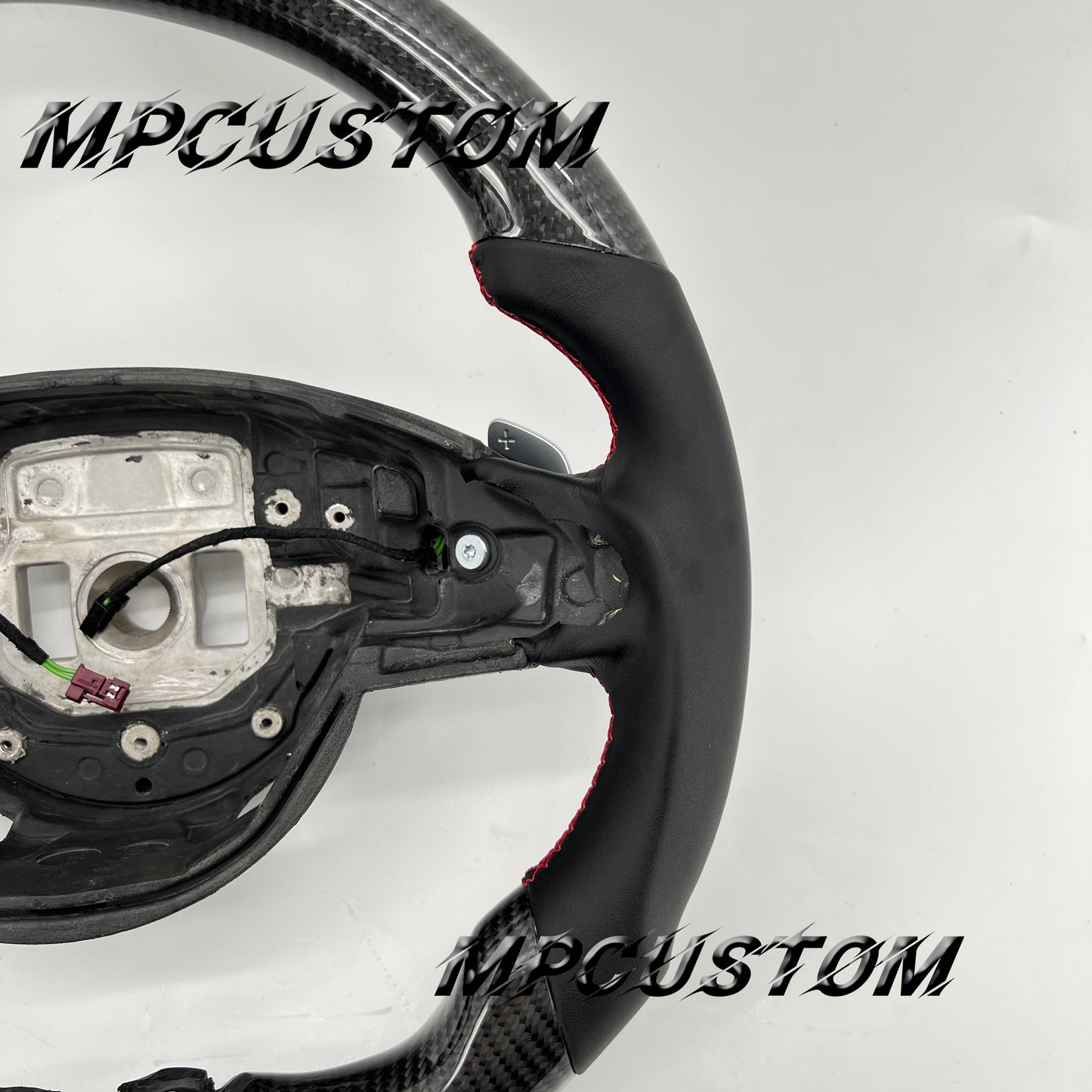Mpcustom for Mercedes Benz 808AMG /W205 AMG carbon fiber steering wheel round top and flat bottom and red stitching