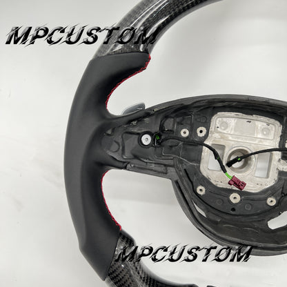 Mpcustom for Mercedes Benz 808AMG /W205 AMG carbon fiber steering wheel round top and flat bottom and red stitching