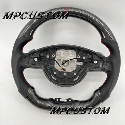 Mpcustom for Mercedes Benz 808AMG /W205 AMG carbon fiber steering wheel round top and flat bottom and red stitching