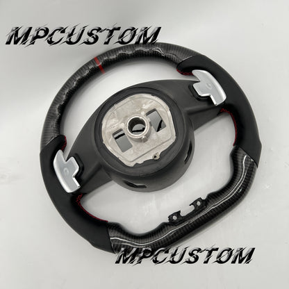 Mpcustom for Mercedes Benz 808AMG /W205 AMG carbon fiber steering wheel red stripe line and red stitching