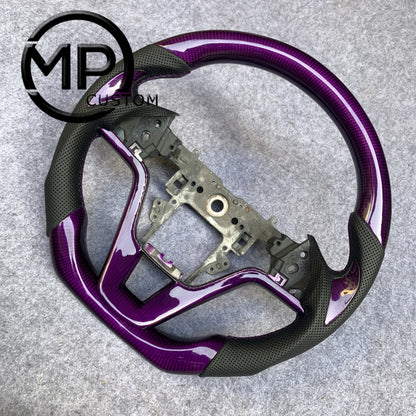 MPCUSTOM Fit For Honda CR-V CRV 2007-2011 purple carbon fiber steering wheel black perforated leather thumb grips